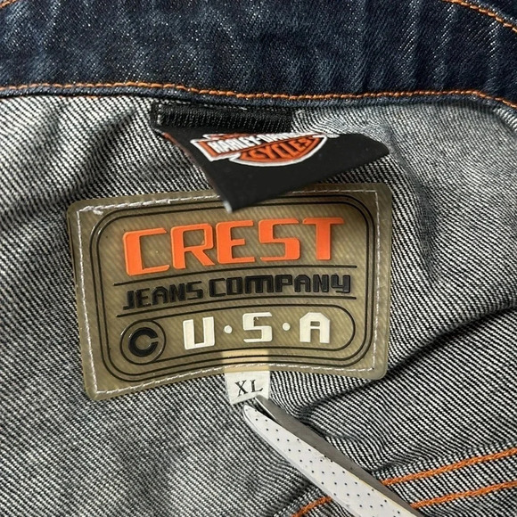 Harley Davidson Motorcycles Denim Jean Jacket Patches 100th Anniversary Blue XL - Picture 11 of 12